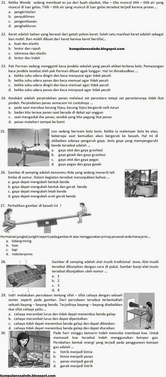 Soal Terusan Latihan UN IPA Kelas 6 SD TA 2013/2014