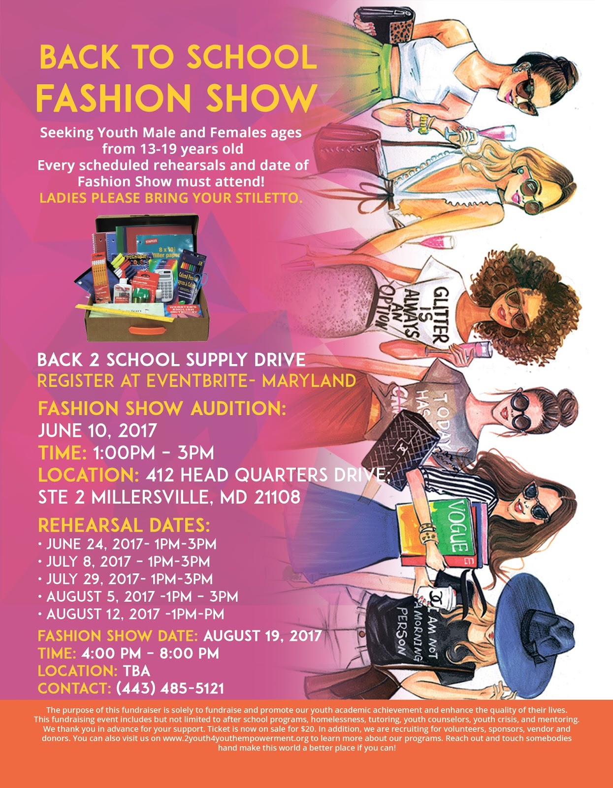 2youth 4youth empowerment outreach fashion show fundraiser flyer
