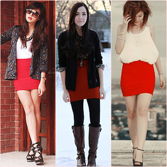 Diferentes formas de usar uma saia vermelha e compor o seu look