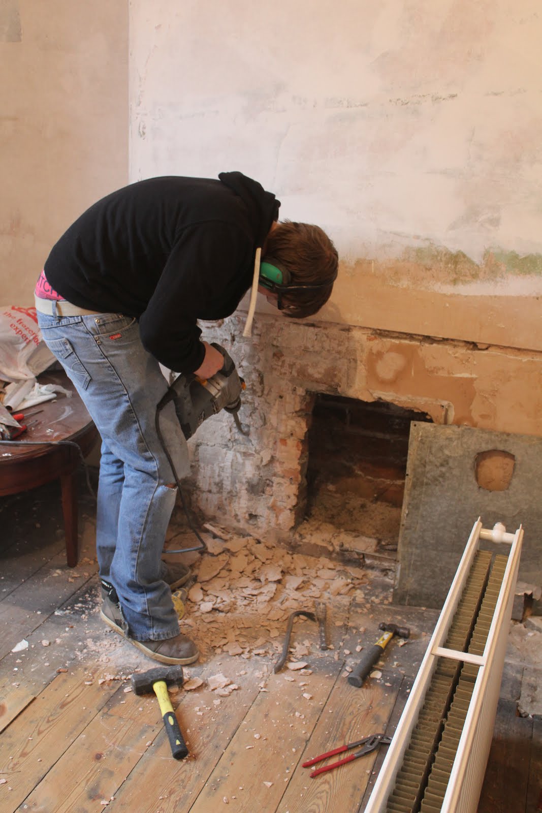 removing plaster around chimney
