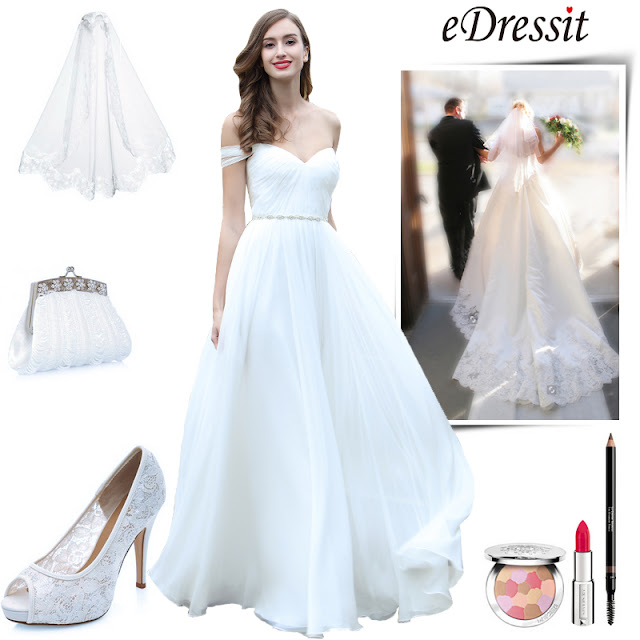Sweet White Off Shoulder Wedding Dress