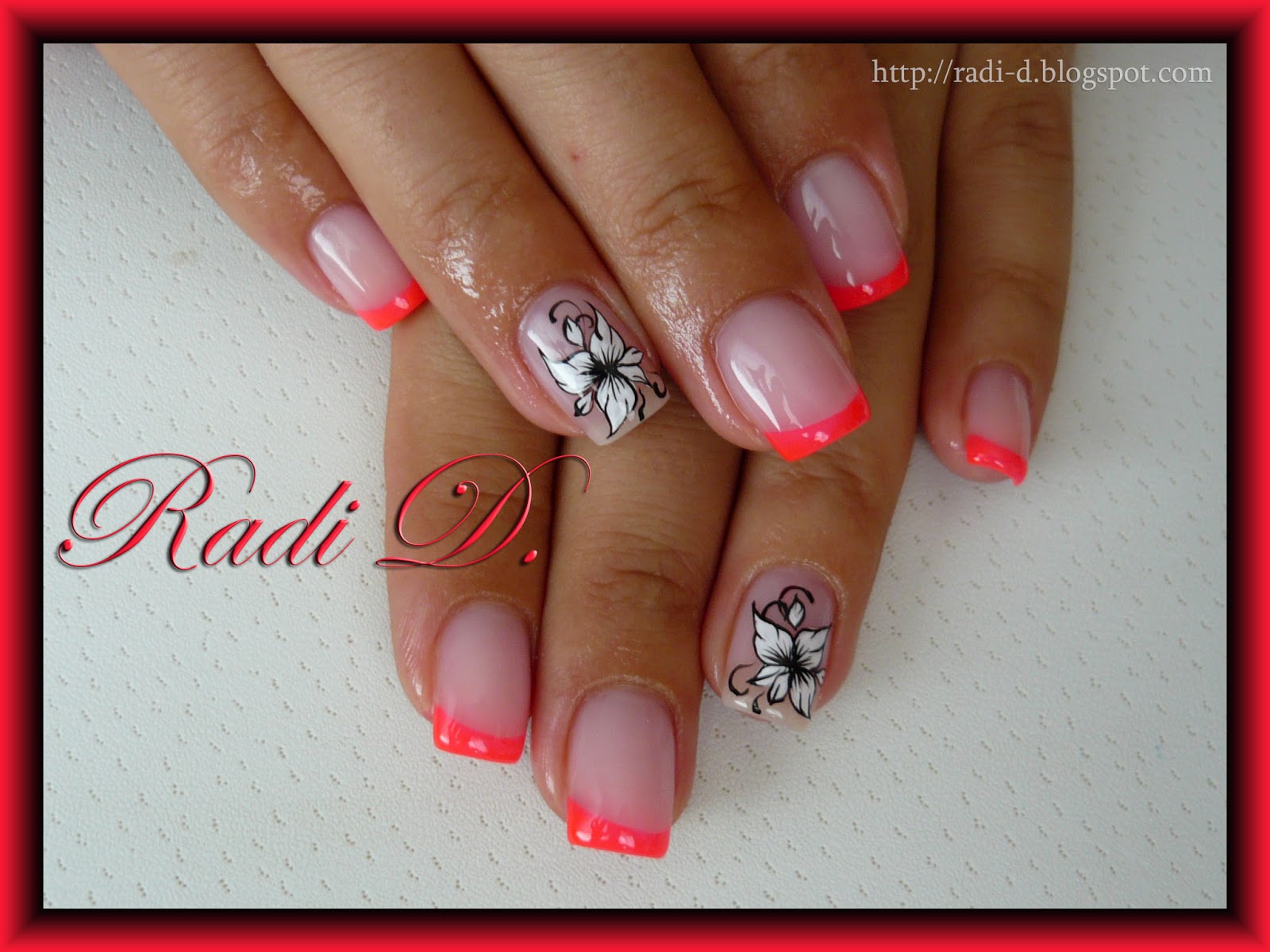 It`s all about nails: Neony French & White Flowers