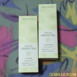 Nature Republic Fresh Green Tea 70 Toner and Emulsion boxes