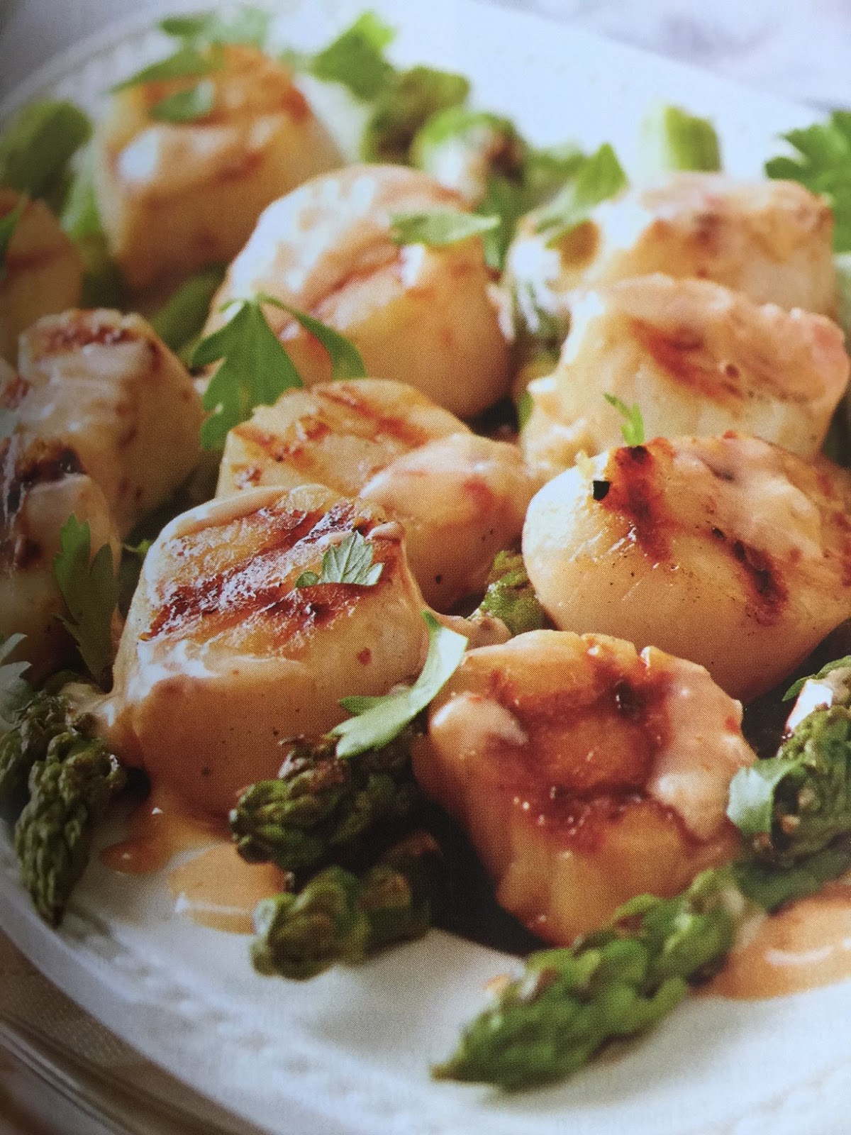 What's for dinner? Mom Grilled Scallops with Asparagus and ChiliLime
