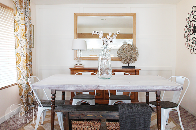 Farmhouse dining room makeover. Dining room updates done in one day in under 5 hours. Fixer upper style dining room decor and decorating ideas