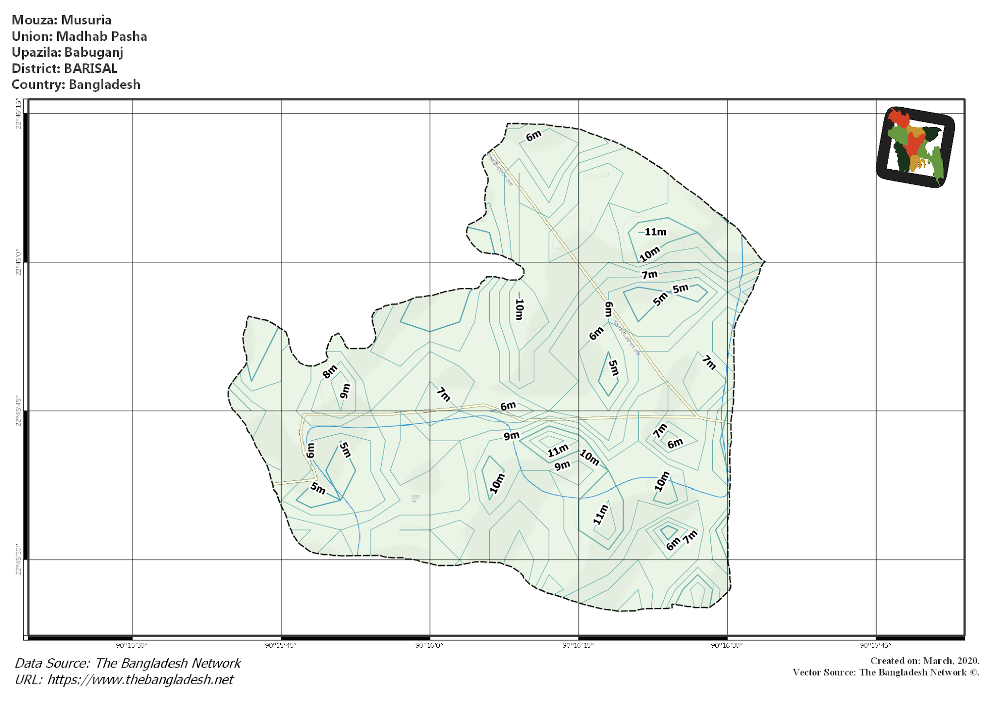 Map of Musuria Mouza of Babuganj Upazila, BARISAL Map of Musuria Mouza of Babuganj Upazila, BARISAL, Bangladesh.