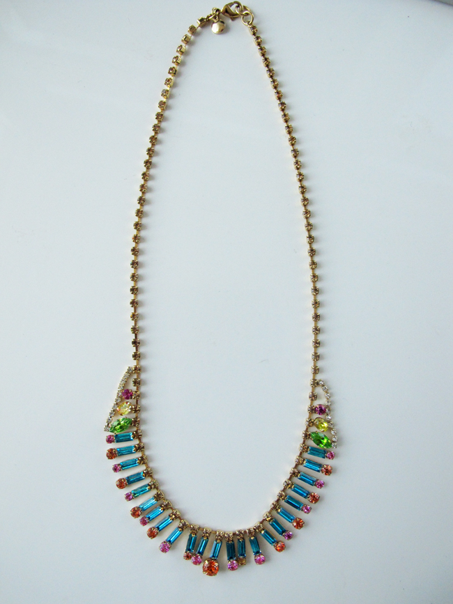 Shop Pink Horrorshow: Colored Rhinestone Necklace