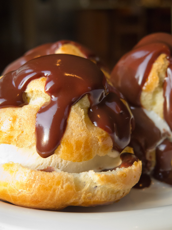 Scrumpdillyicious Profiteroles with Chocolate Sauce