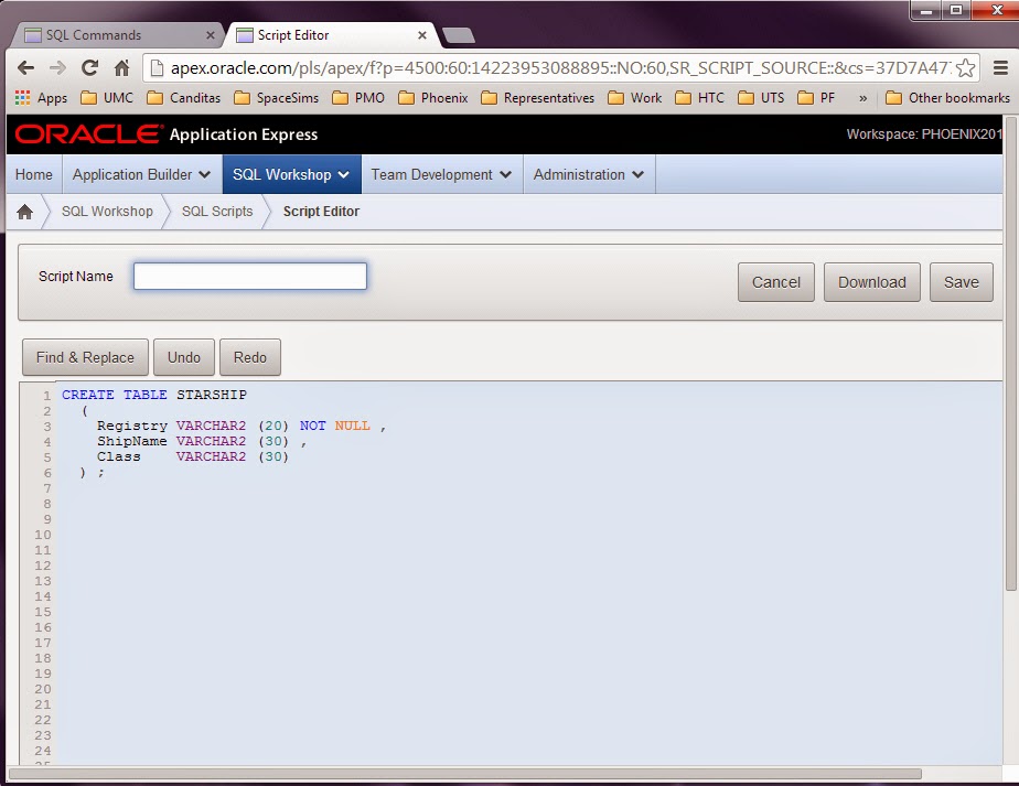 Data Dowsing Rod: Scripts in APEX (Application Express)