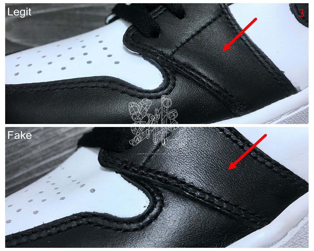 Sean's Blog: Real vs Fake Air Jordan 1 x Fragment 716371 040