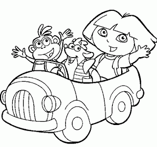 Gambar Kartun Belajar Mewarnai Dora Boots Anak