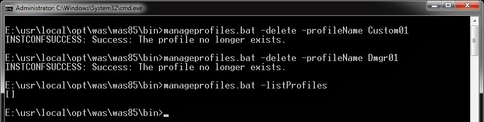 IBM WebSphere Application Server: Deleting or Removing profiles in
