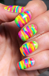 rainbow nail neon stripe nails