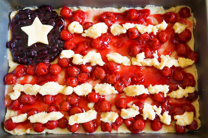 American Flag Cherry & Blueberry Cookie Bars 