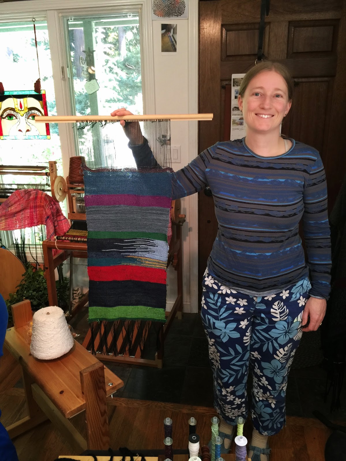 CENTERING WITH FIBER: Saori weaving :Three pink ponchos and mother and ...