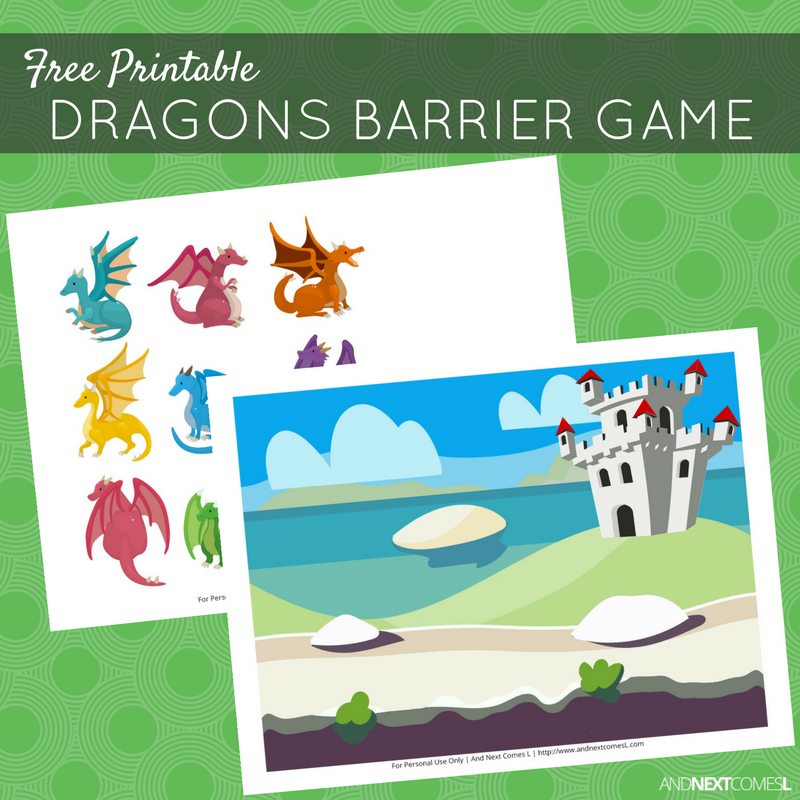 Free Printable Dragons Barrier Game For Speech Therapy And Next Comes L