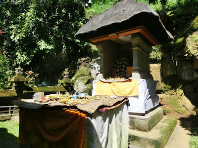 Balinese praying altar in front of Goa Gajah Gianyar Bali