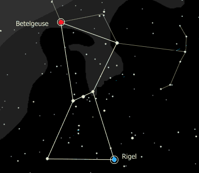 Атлас определитель созвездия 2 класс окружающий. Орион Созвездие схема самая яркая звезда. Звезда ригель из созвездия Орион. Звезда Бетельгейзе в созвездии Ориона. Атлас-определитель от земли до неба 2 созвездия Орион две яркие звезды