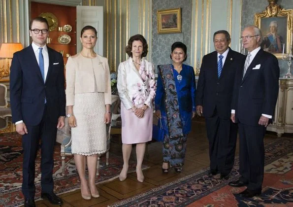 Queen Silvia and Crown Princess Victoria welcomed President of Indonesia Susilo Bambang Yudhoyono