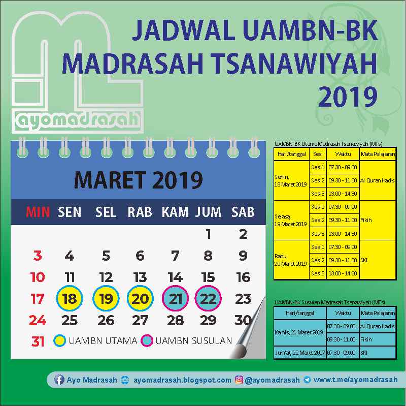 Mata Pelajaran Mts 2019