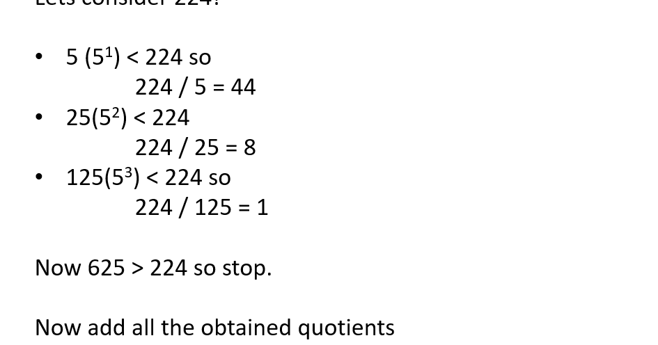 Trailing zeros in factorial of a number