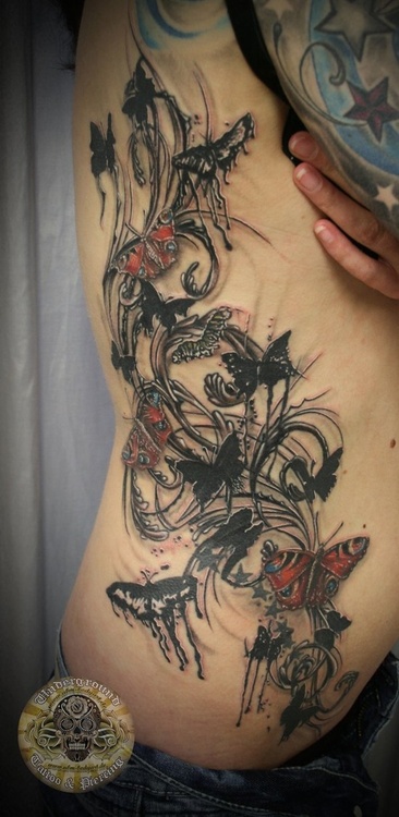 Lets Get Inked Girls: Butterfly Breast Tattoo