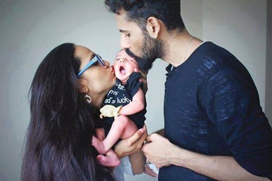 Amina Sheikh and Mohib Mirza with their son Meissa Mirza
