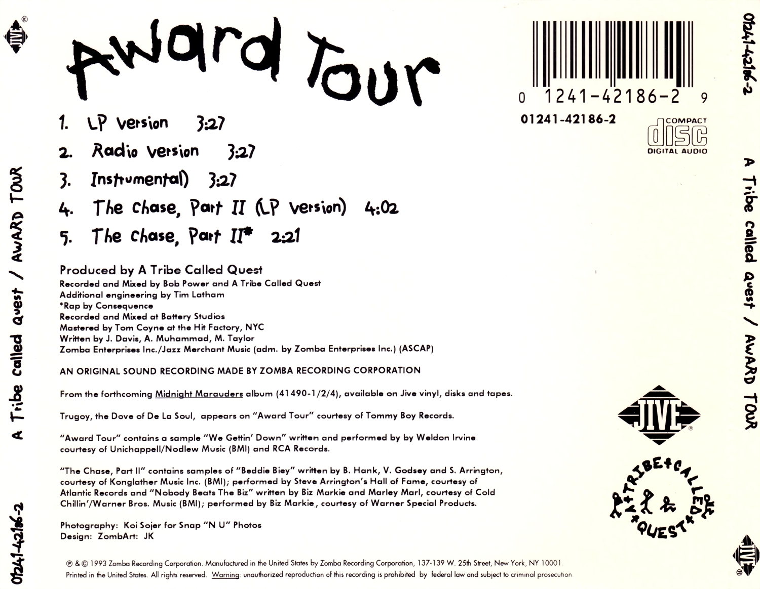 highest level of music A Tribe Called Quest Award TourCDS1993