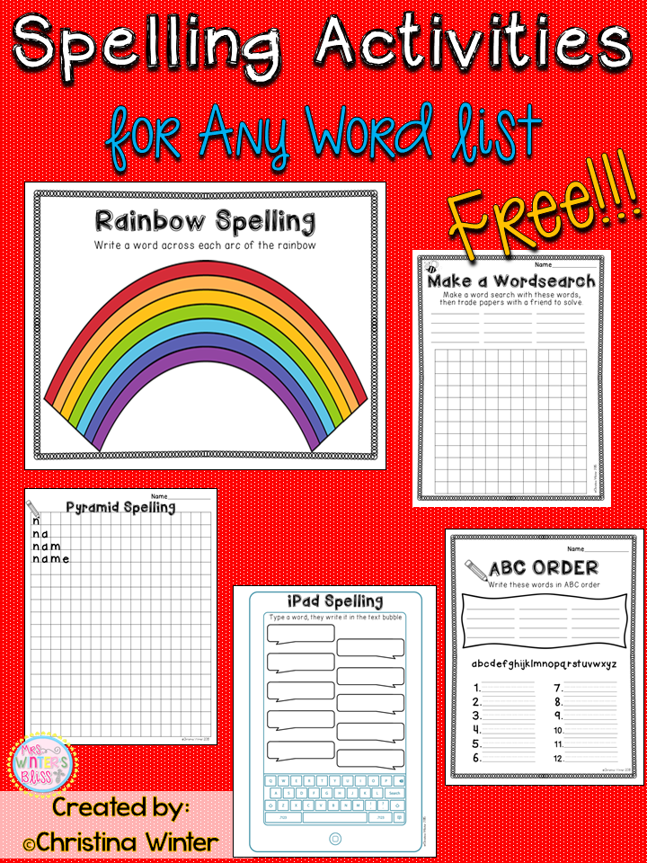 Spelling Activities {a Freebie} - Mrs. Winter's Bliss