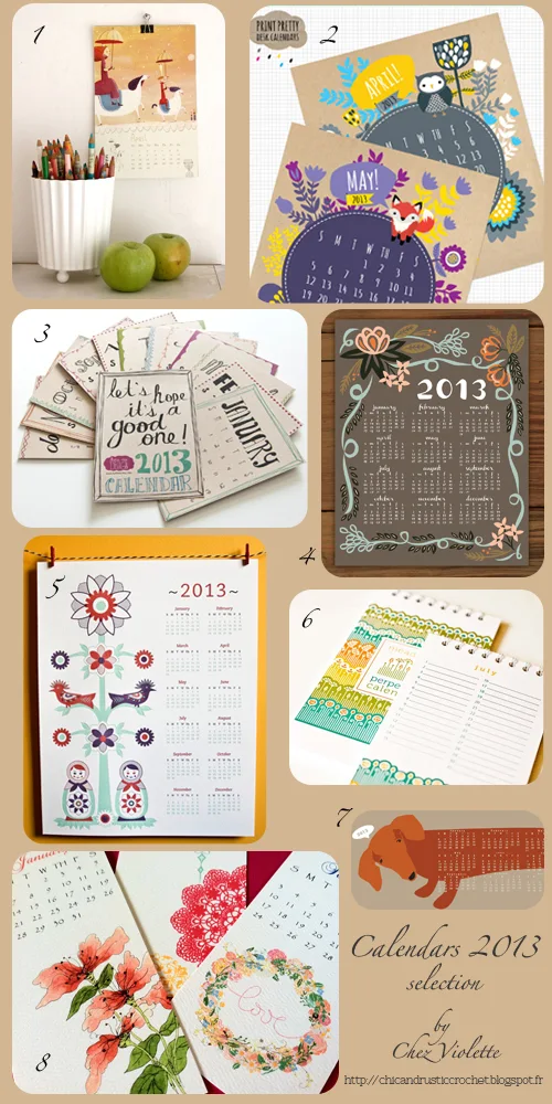 2013 calendars selection by Chez Violette