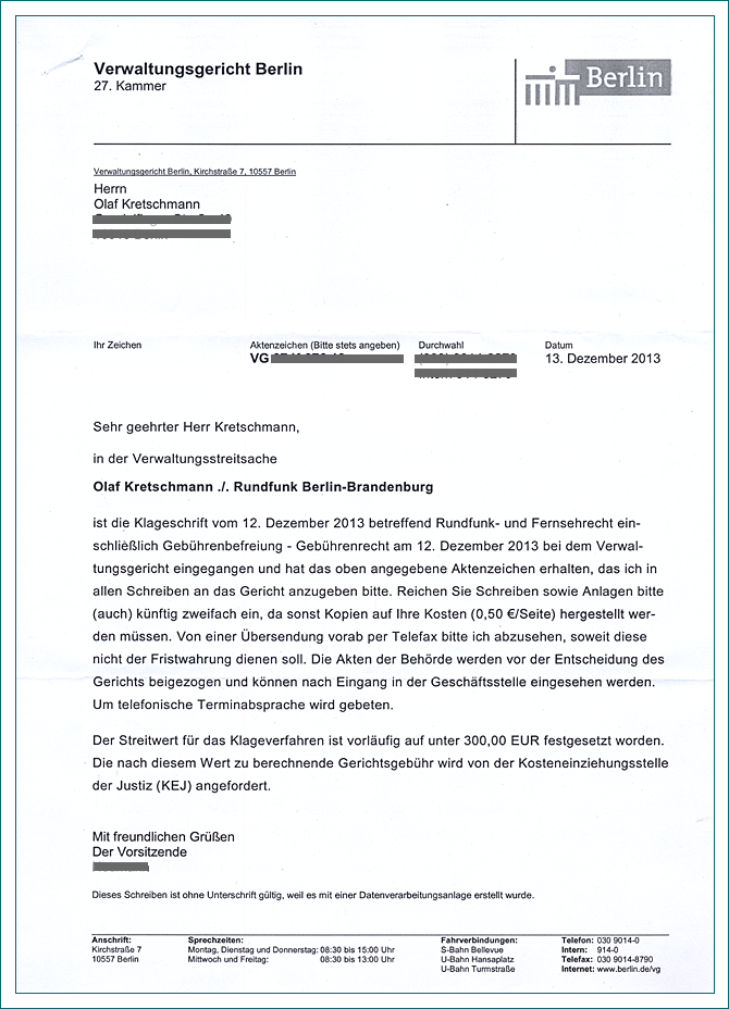 Streitwert vom VwG auf 5000 Euro angesetzt?!