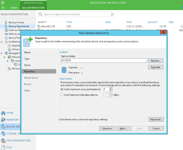 Tutorial: Adicionando um novo repositório de Backup no Veeam Backup and Replication 9.5