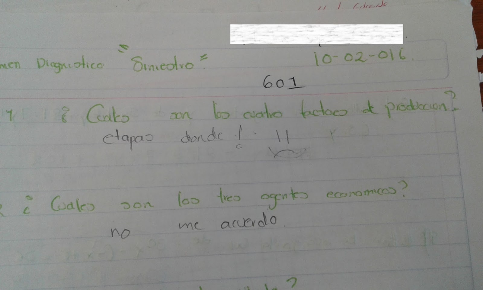 Examen writing 1 bachillerato anahuac