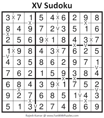 XV Sudoku Puzzle (Fun With Sudoku #273) Solution