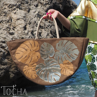 beach bag, cheese plant, Crete, ethical fashion, Greece, handbag, holidays, Kraft-Tex, monstera, paper bag, paper cut out, paper tote, philodendron, vegan accessories, vegan leather, washable paper, washpapa, 
