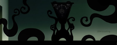 Vintage style mock-up Cthulu-esque tentacle lamp to be released for Halloween 2014 from Bindlegrim holiday art and design