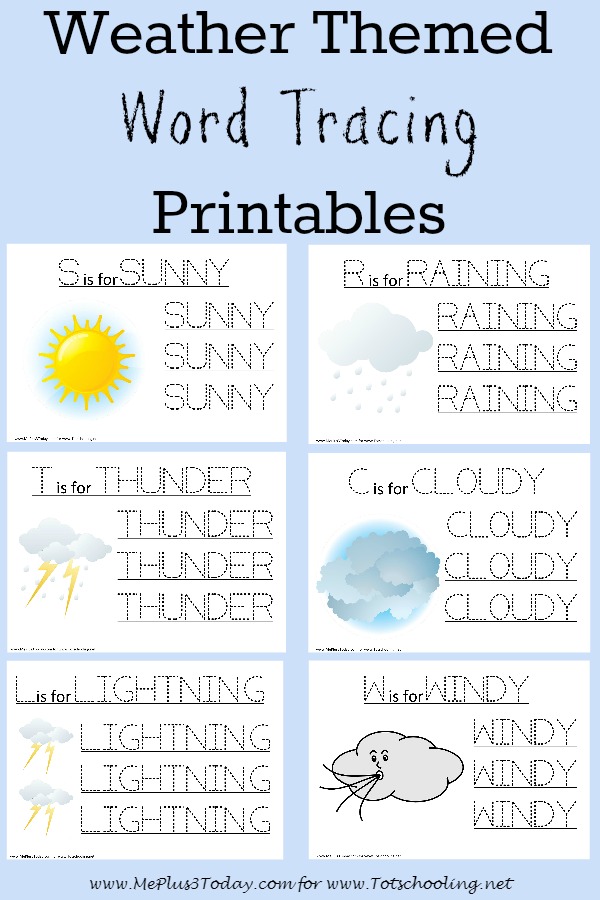 Download Free Weather themed Word Tracing Printables | Totschooling - Toddler, Preschool, Kindergarten ...