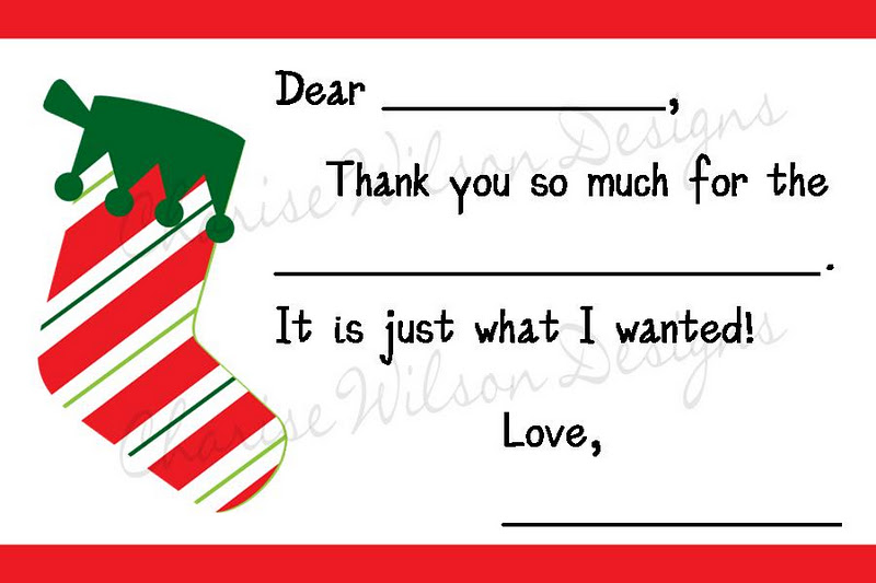 Charise Wilson Designs: Christmas Fill in the Blank Thank You Notes for ...