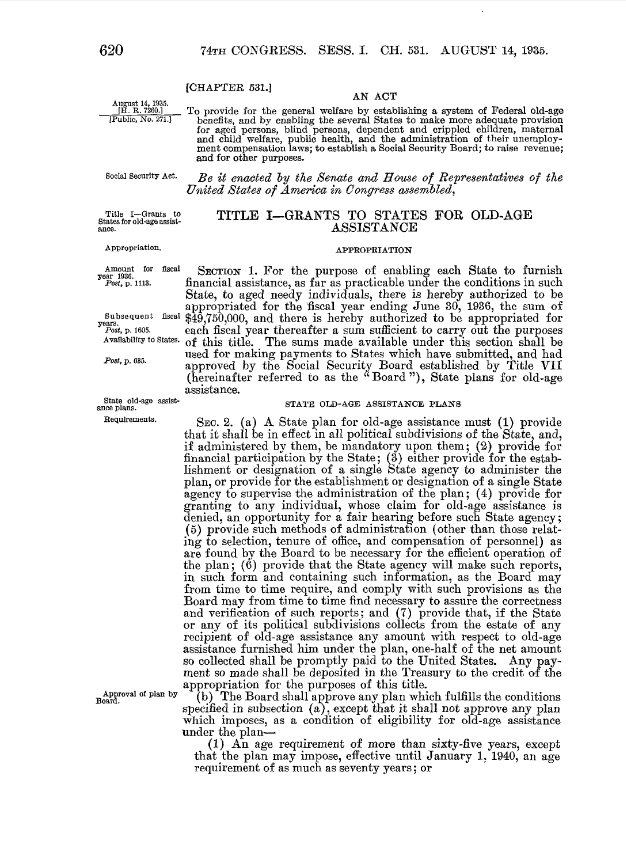 Nesaranews Constitution And Founding Documents Social Security Act, 1935