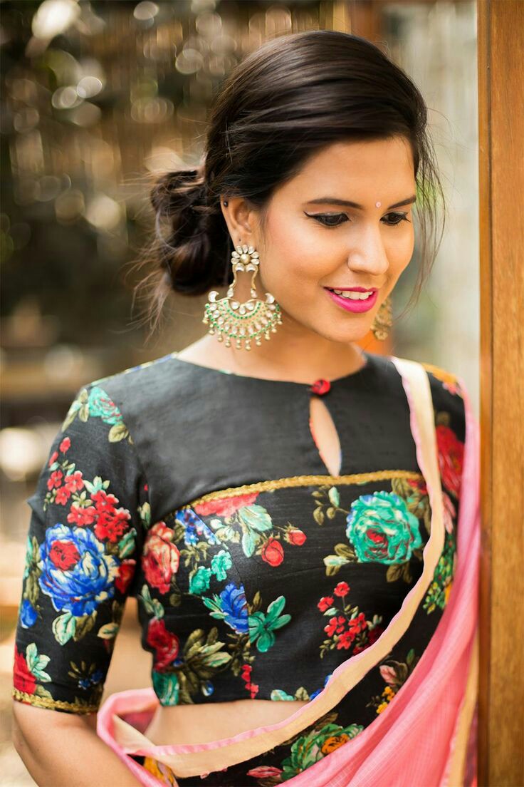 20+ Latest Floral Printed Saree Blouse Designs to try this year ...