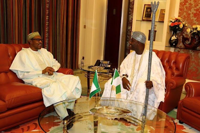 Oba Adeyeye Ogunwusi the Ooni of Ife Pay a courtesy visit to President bUHARI