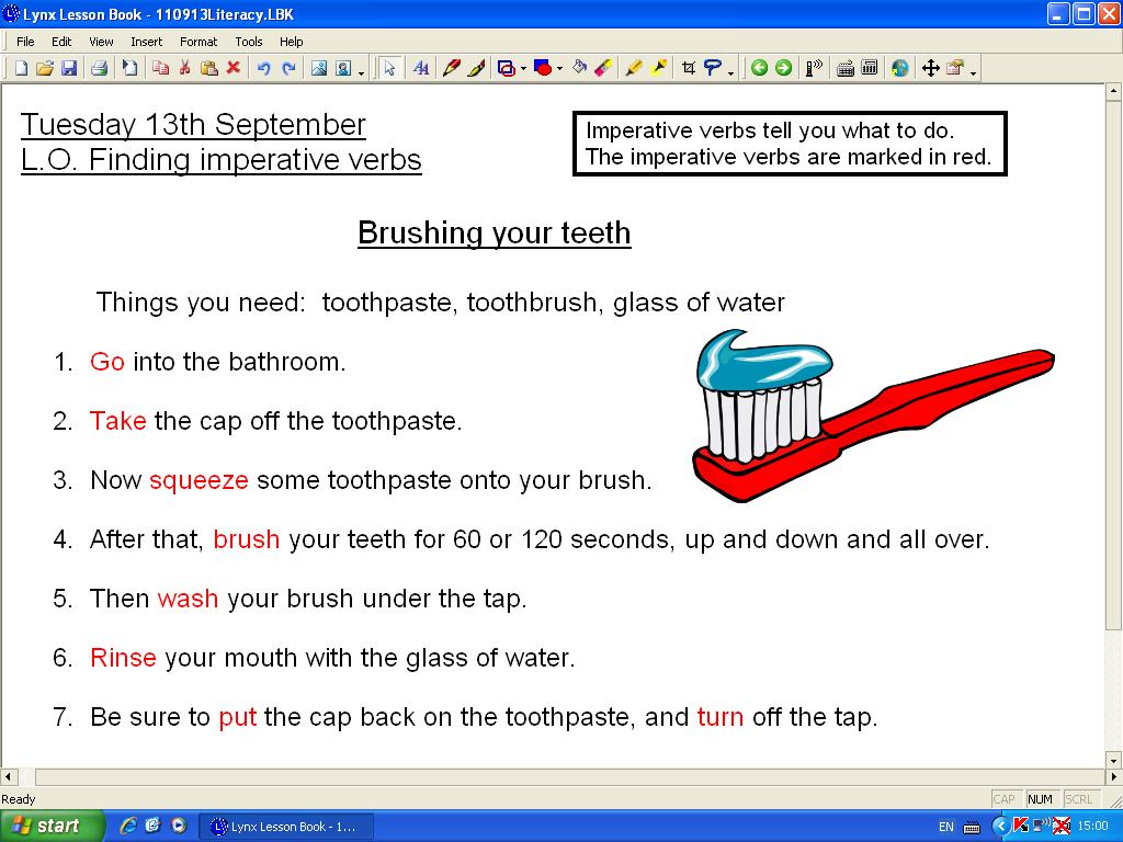 Mr Howe's Class: Literacy: finding imperative verbs