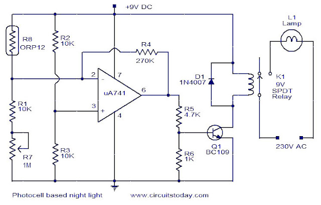Photocell based night light - The Circuit
