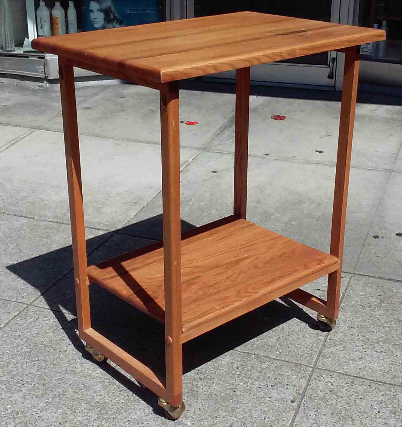 UHURU FURNITURE & COLLECTIBLES: SOLD Oak Butcher Block Kitchen Cart - $45