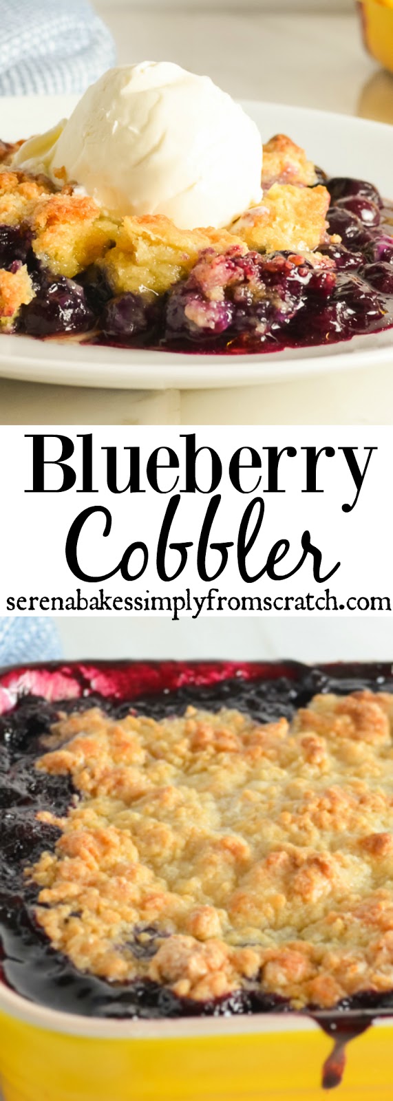 Warm Blueberry Cobbler is easy to make from scratch and perfect for summertime picnics, barbecues, and potlucks.