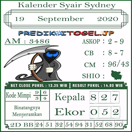 Prediksi Syair Sydney 19 September 2020 Keraton4d Prediksi Syair Sydney 19 September 2020 Keraton4d