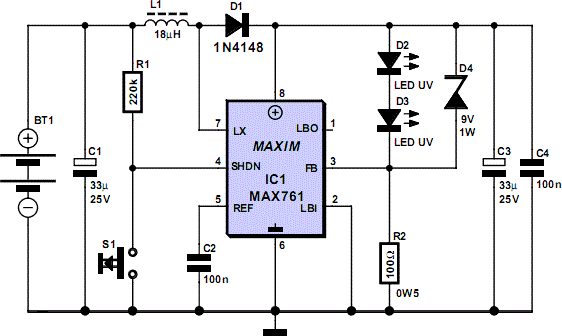 UV Torch Light | Circuits-Projects