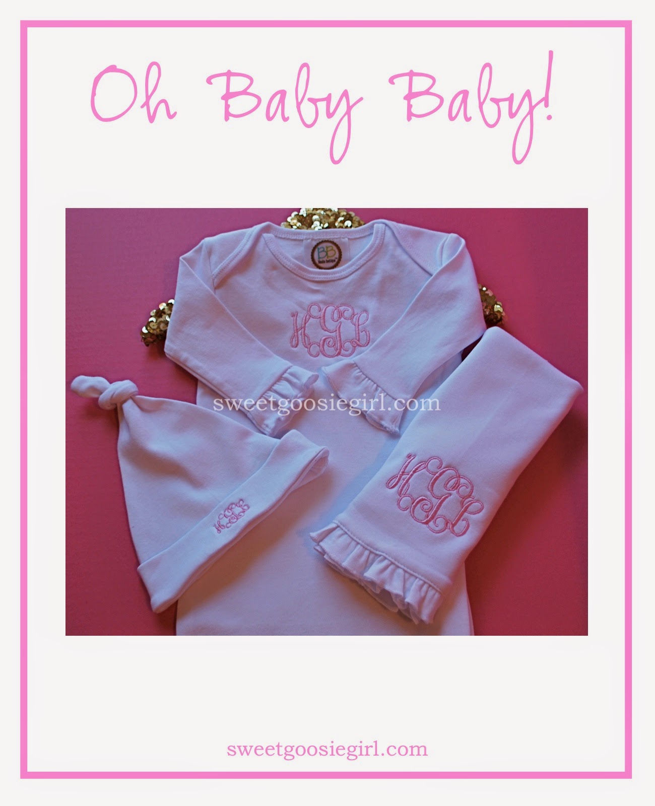 Sweet Goosie Girl Monogrammed Baby Girl Layette Set