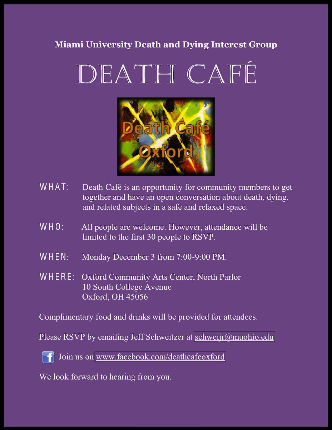 Death Cafe Death Cafe in Oxford Ohio with Kim Olge