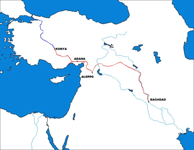 Gambar peta Jalur kereta api Baghdad